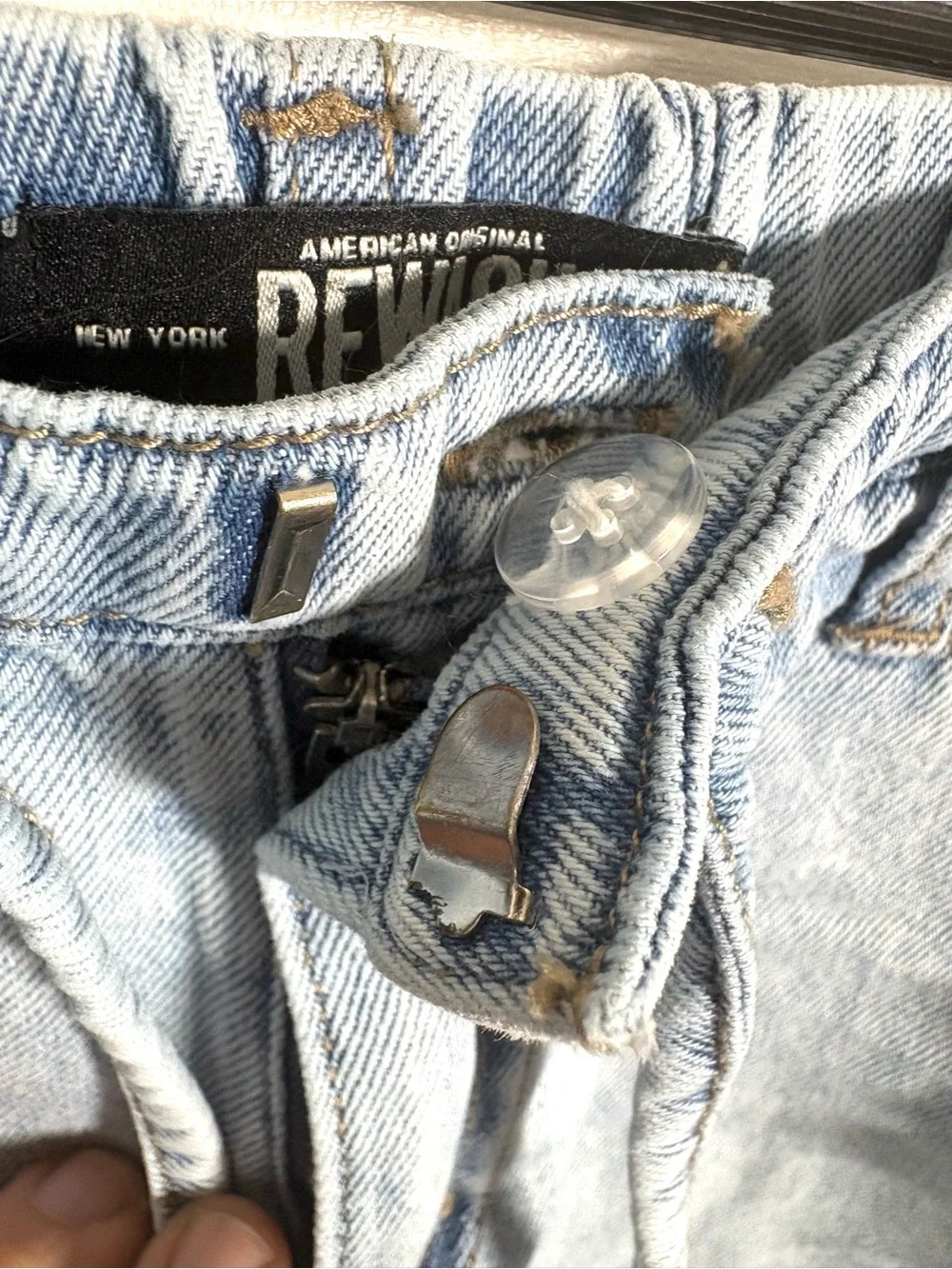 Rewash Womens 1/25 Light Wash Distressed Denim Shorts Tie Waist Cuffed